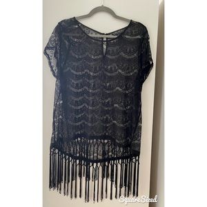 Black fringe top